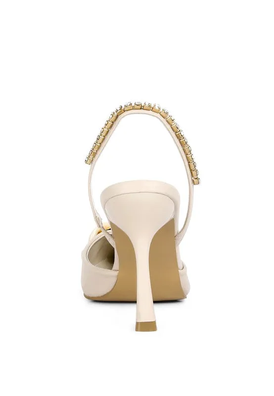 Blue Zone Planet |  Diva's Pull Me Diamante Metal Chain Sandals