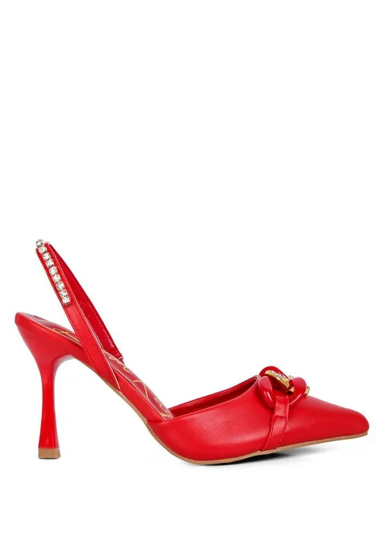 Blue Zone Planet |  Diva's Pull Me Diamante Metal Chain Sandals