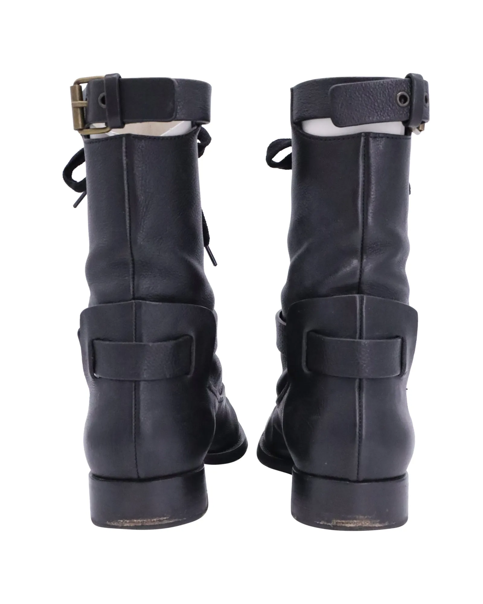 Chloé Otto Moto Combat Boots in Black Leather