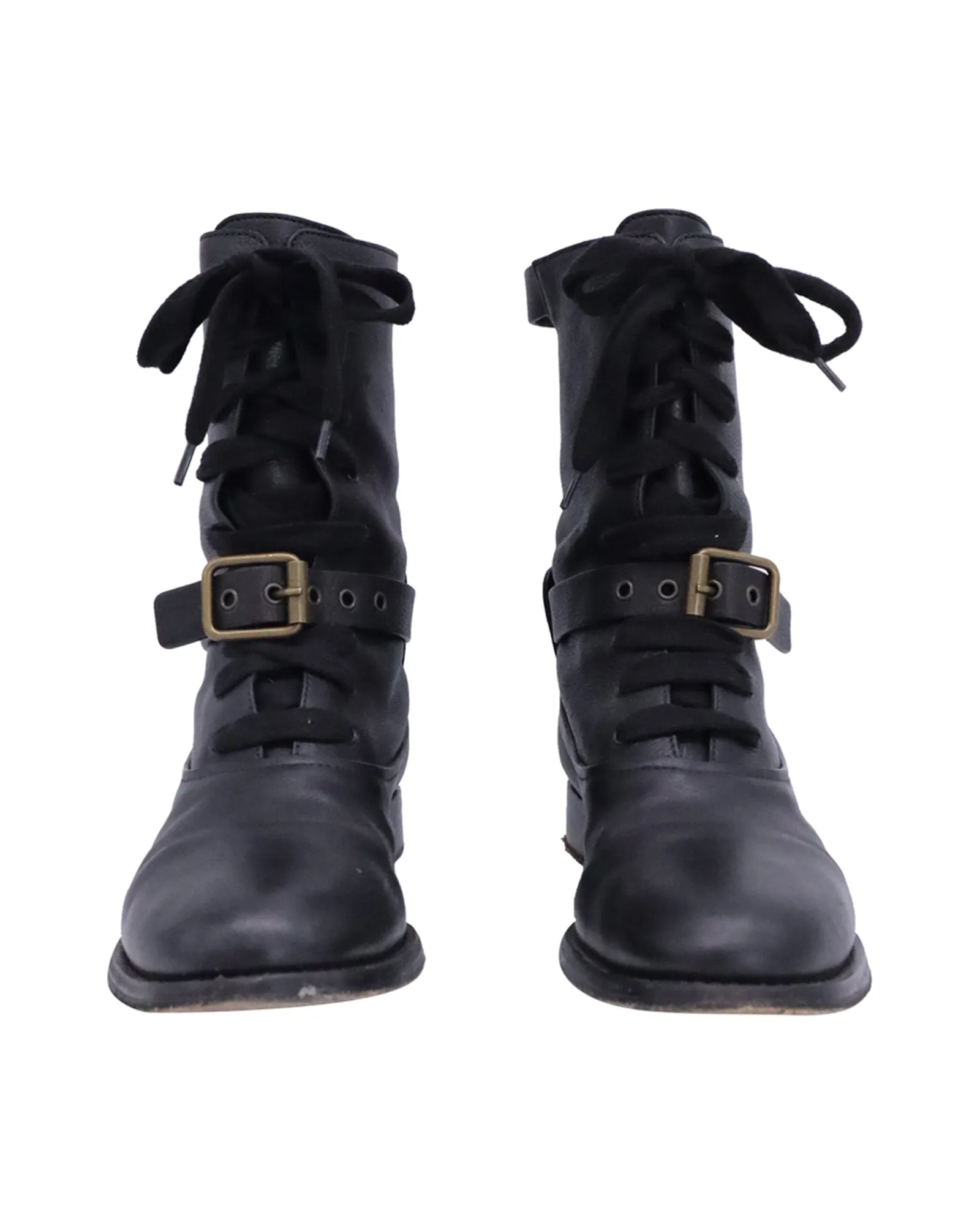 Chloé Otto Moto Combat Boots in Black Leather
