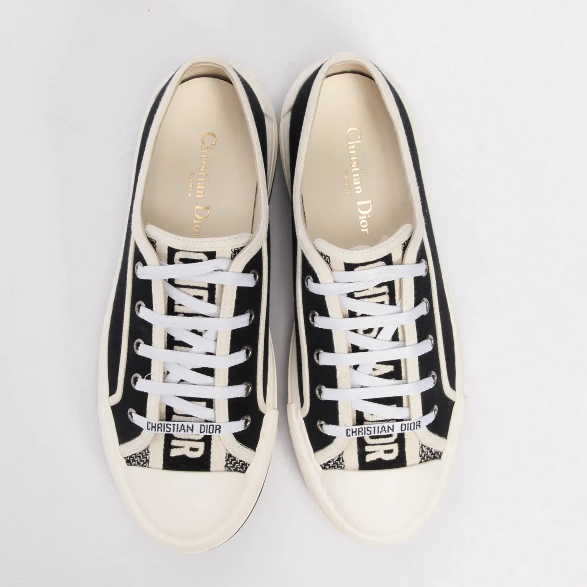 Dior Black Embroidered Canvas Walk'N'Dior Platform Sneakers 41.5
