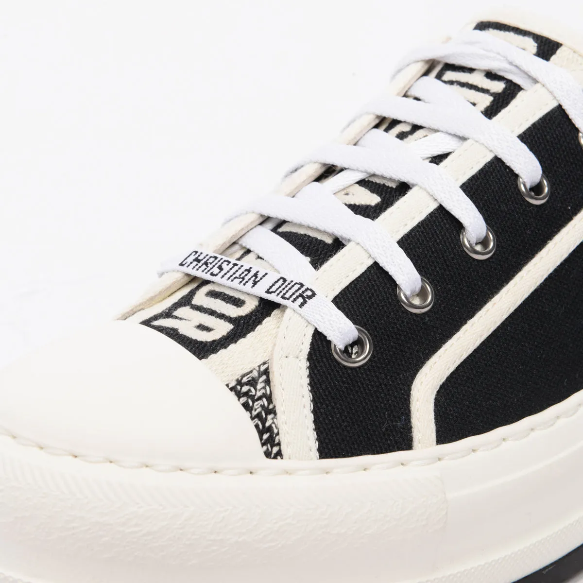 Dior Black Embroidered Canvas Walk'N'Dior Platform Sneakers 41.5