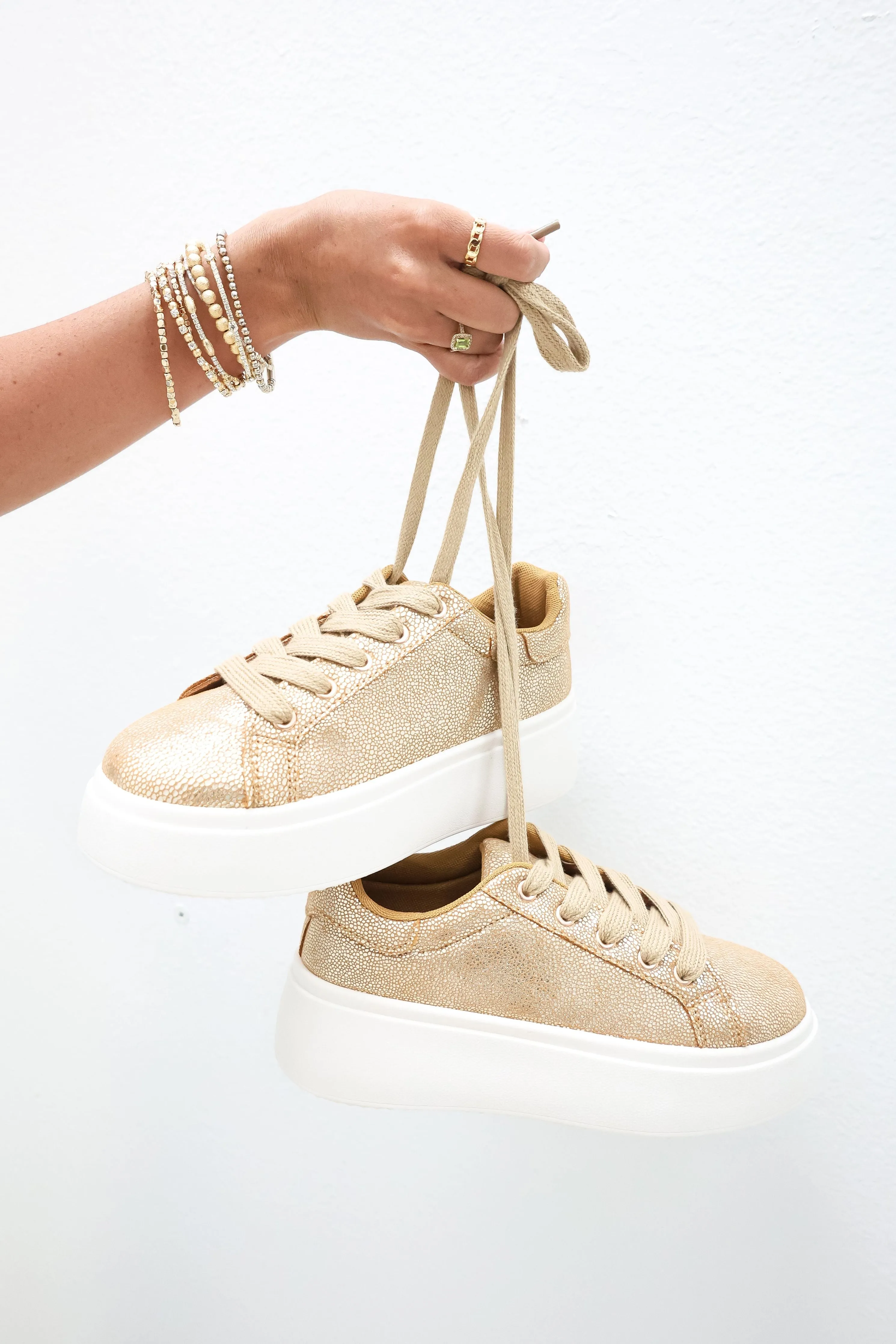 Dirty Laundry Record Gold Platform Sneakers