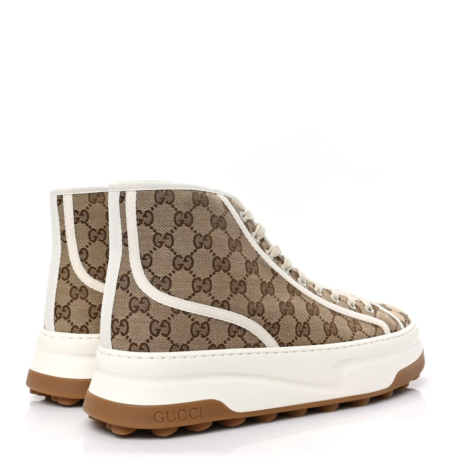 GG Monogram High Top Platform 55mm Sneakers 12 Beige Ebony Mystic White For Women