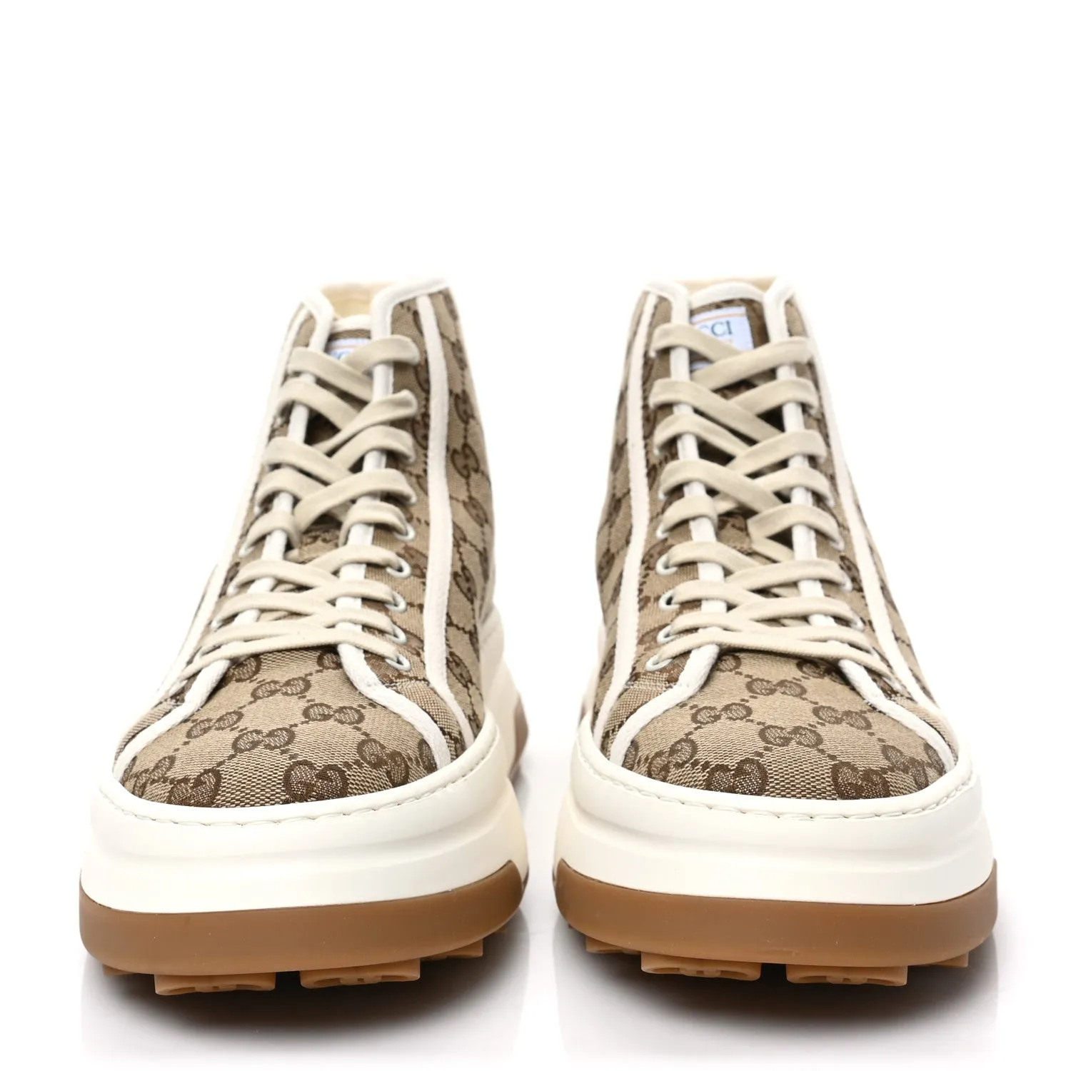 GG Monogram High Top Platform 55mm Sneakers 12 Beige Ebony Mystic White For Women