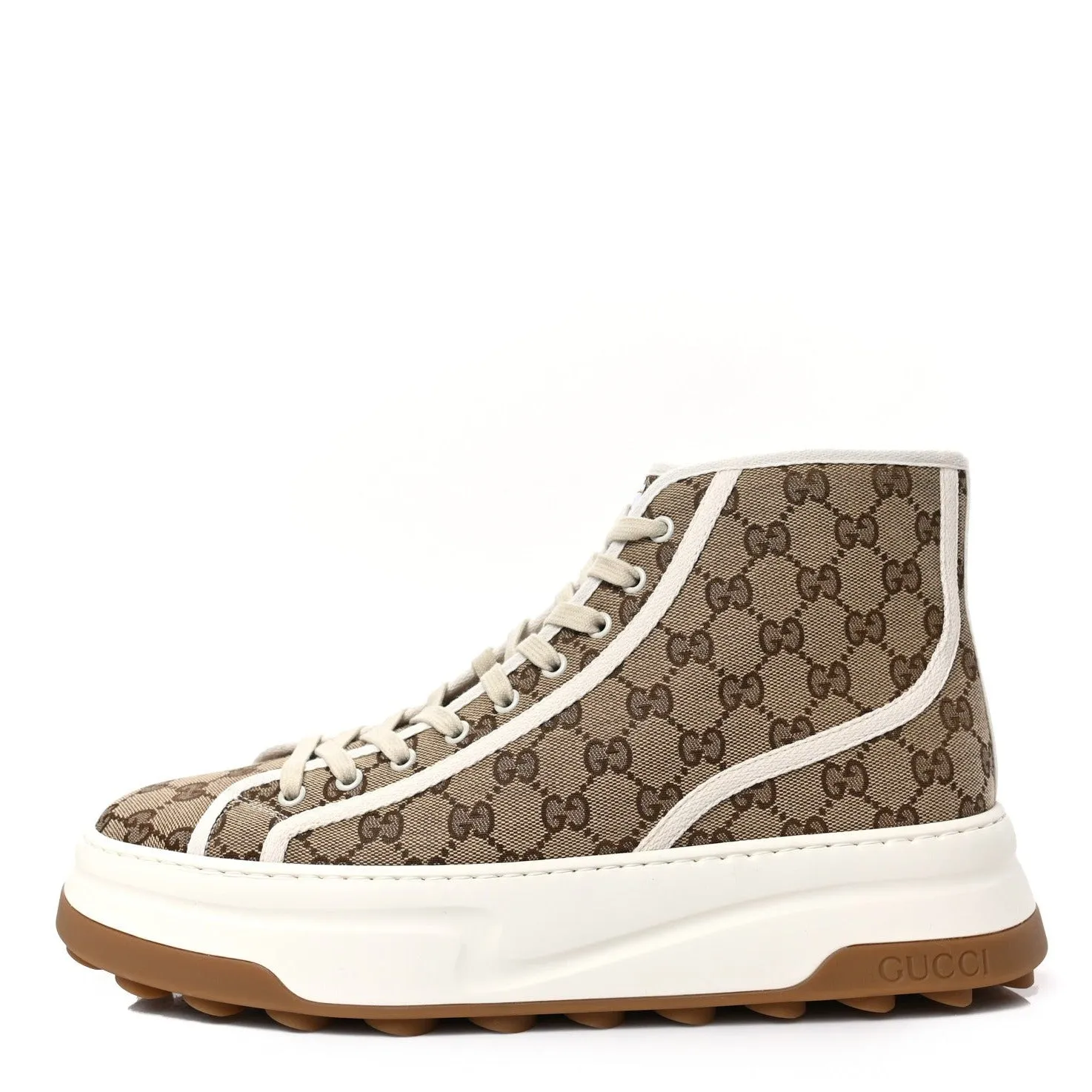 GG Monogram High Top Platform 55mm Sneakers 12 Beige Ebony Mystic White For Women