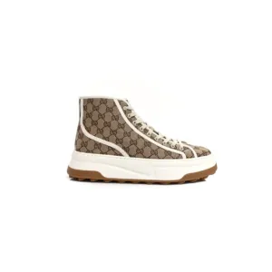 GG Monogram High Top Platform 55mm Sneakers 12 Beige Ebony Mystic White For Women