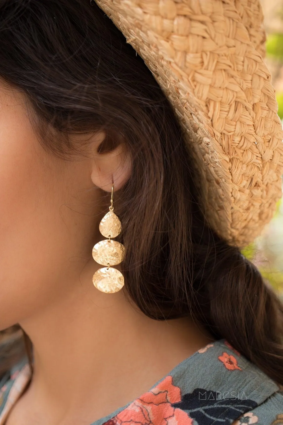 Hammered Earrings ~ Gold Vermeil~  ME093