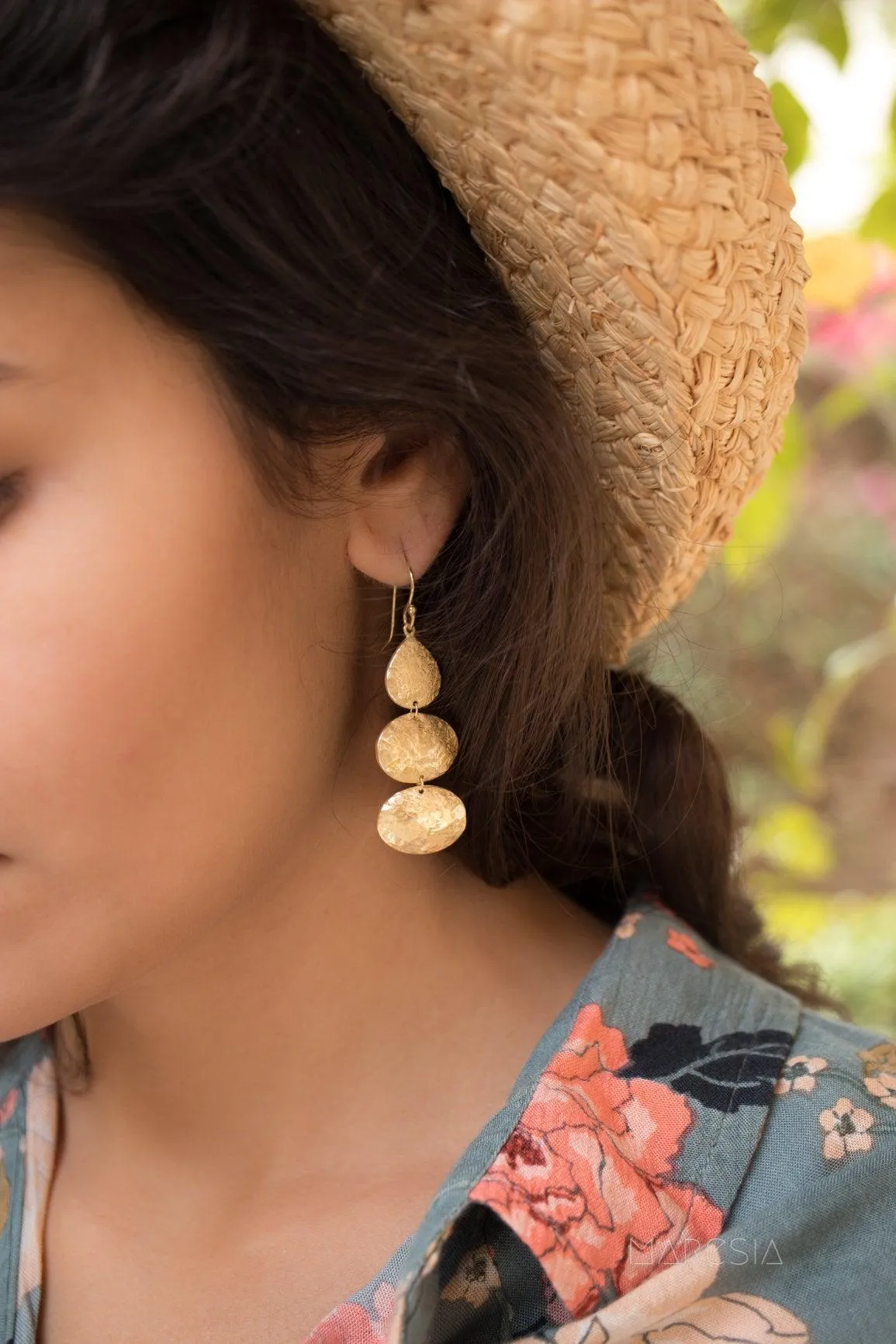 Hammered Earrings ~ Gold Vermeil~  ME093