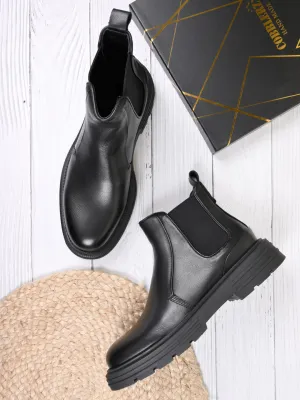 Men Black Solid Chelsea Boots