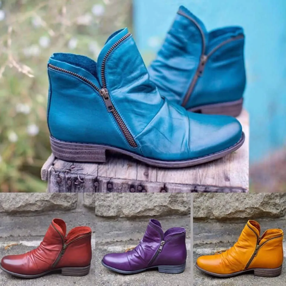 Mirelle | Leather Boots with Zipper
