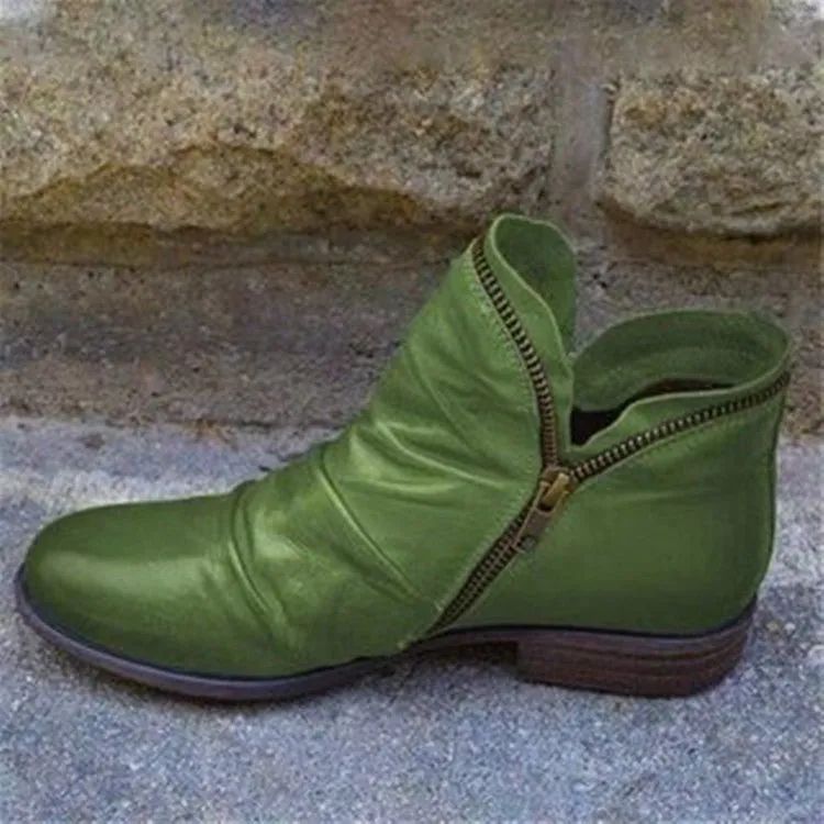 Mirelle | Leather Boots with Zipper