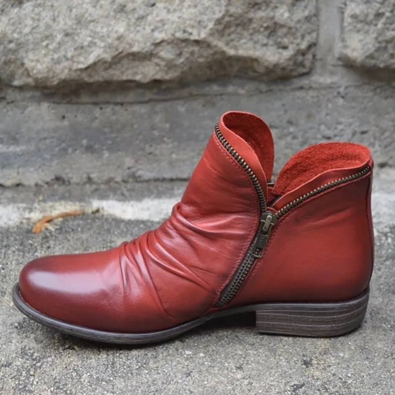 Mirelle | Leather Boots with Zipper
