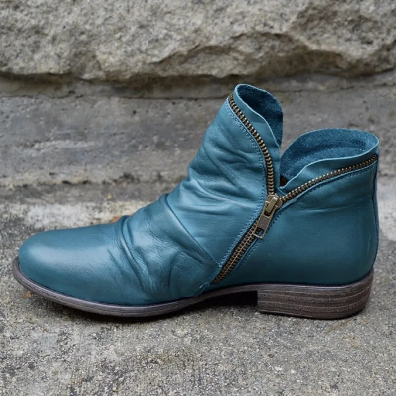 Mirelle | Leather Boots with Zipper