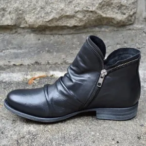 Mirelle | Leather Boots with Zipper