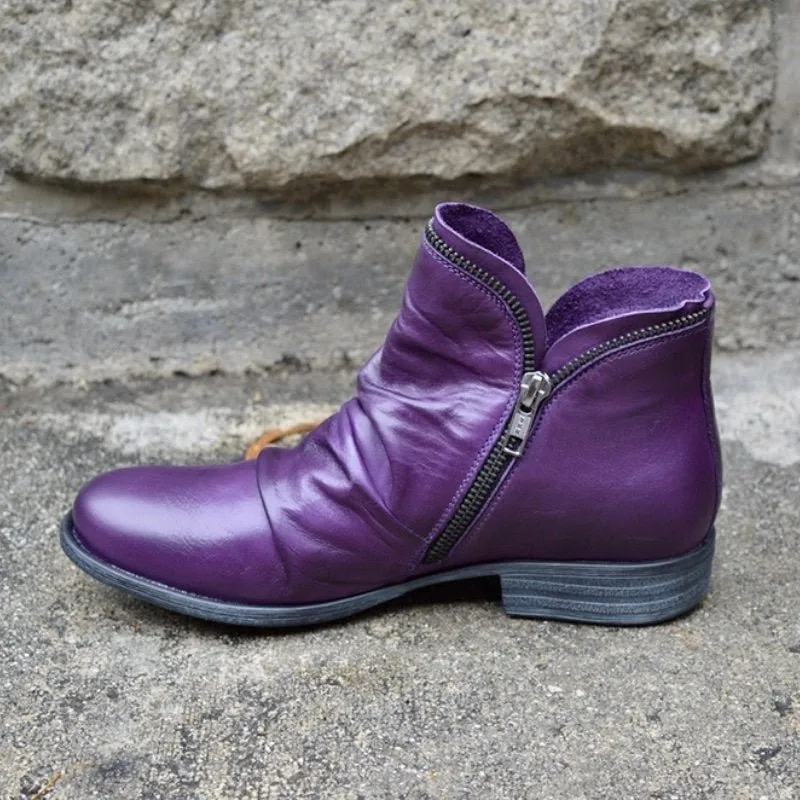 Mirelle | Leather Boots with Zipper