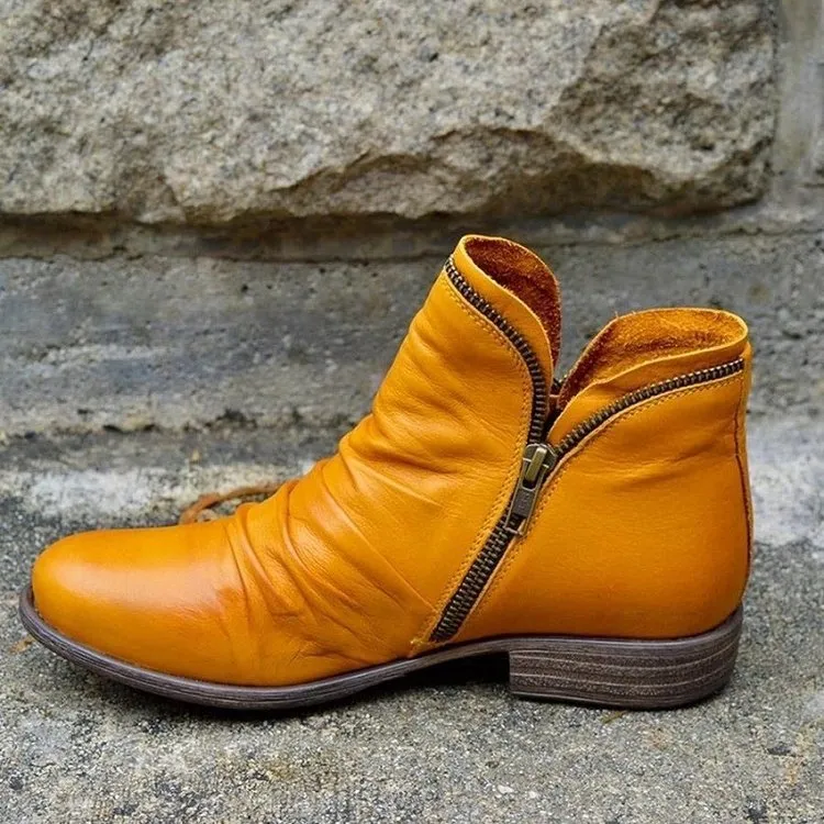Mirelle | Leather Boots with Zipper