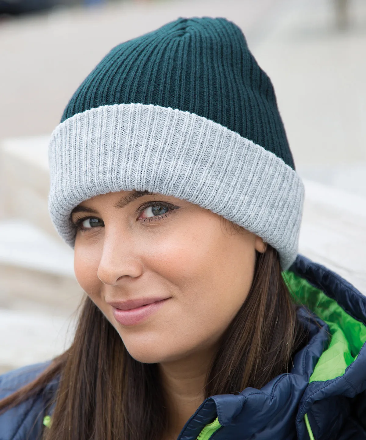 Navy/Grey - Double-layer knitted hat