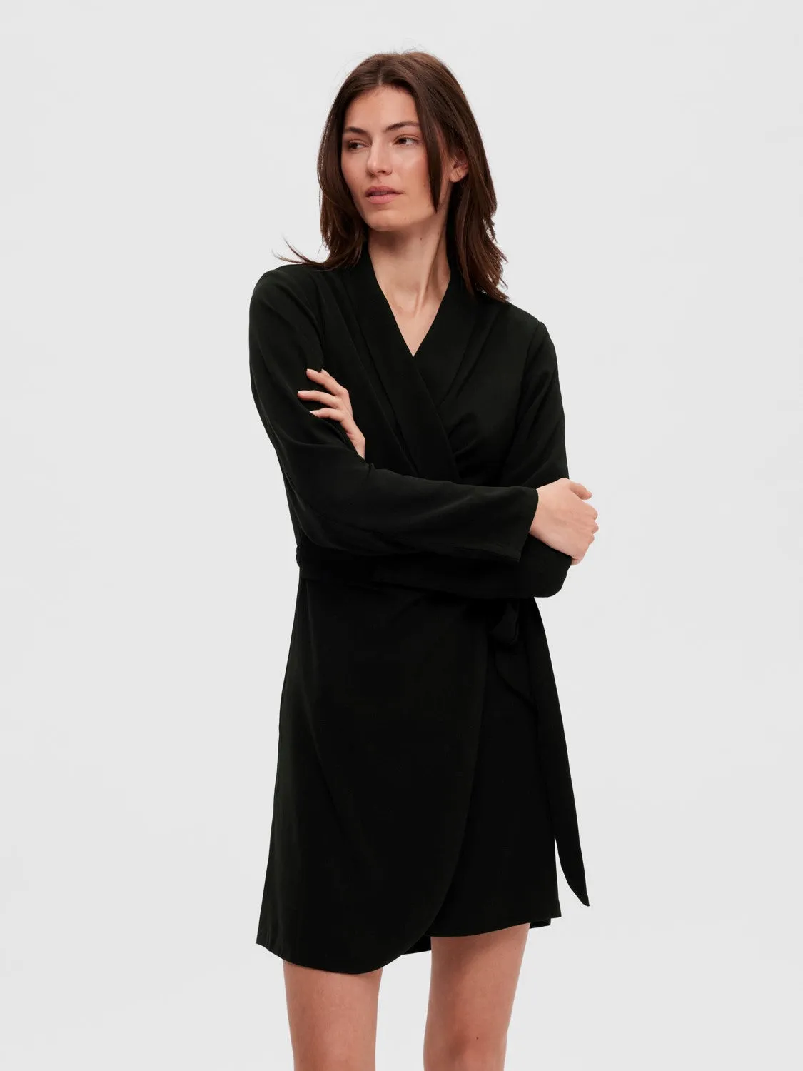 Patricia Ls Short Wrap Dress - Black