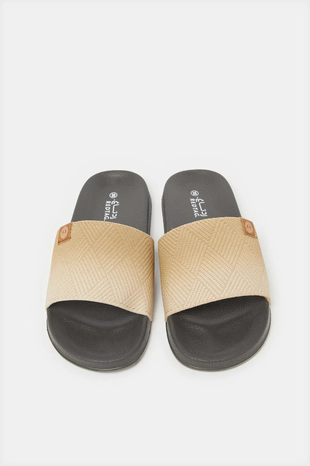 Senior Boys Beige Striped Slide