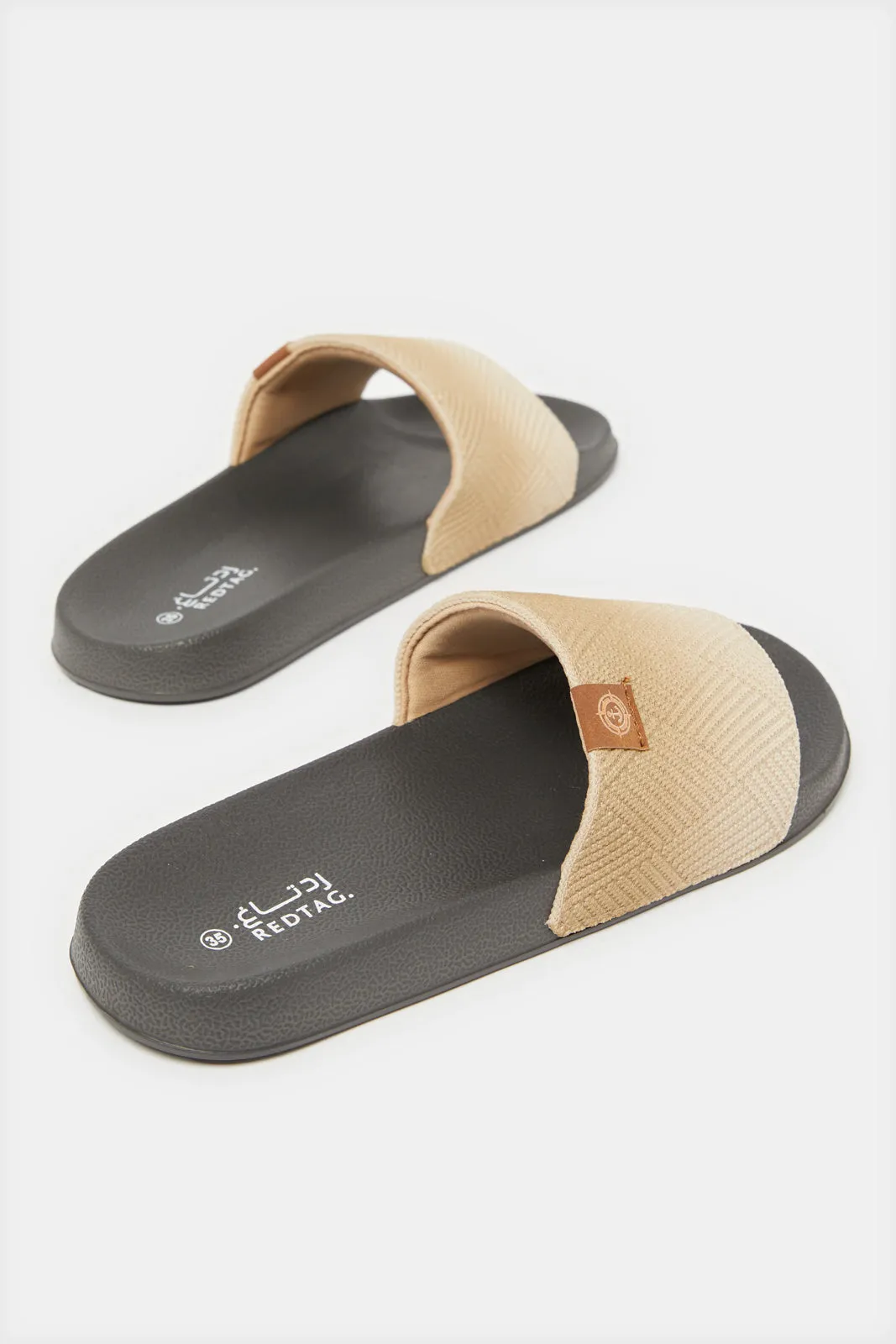 Senior Boys Beige Striped Slide