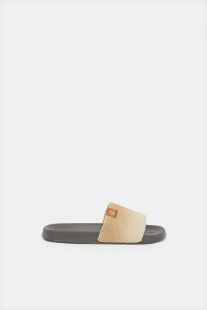 Senior Boys Beige Striped Slide
