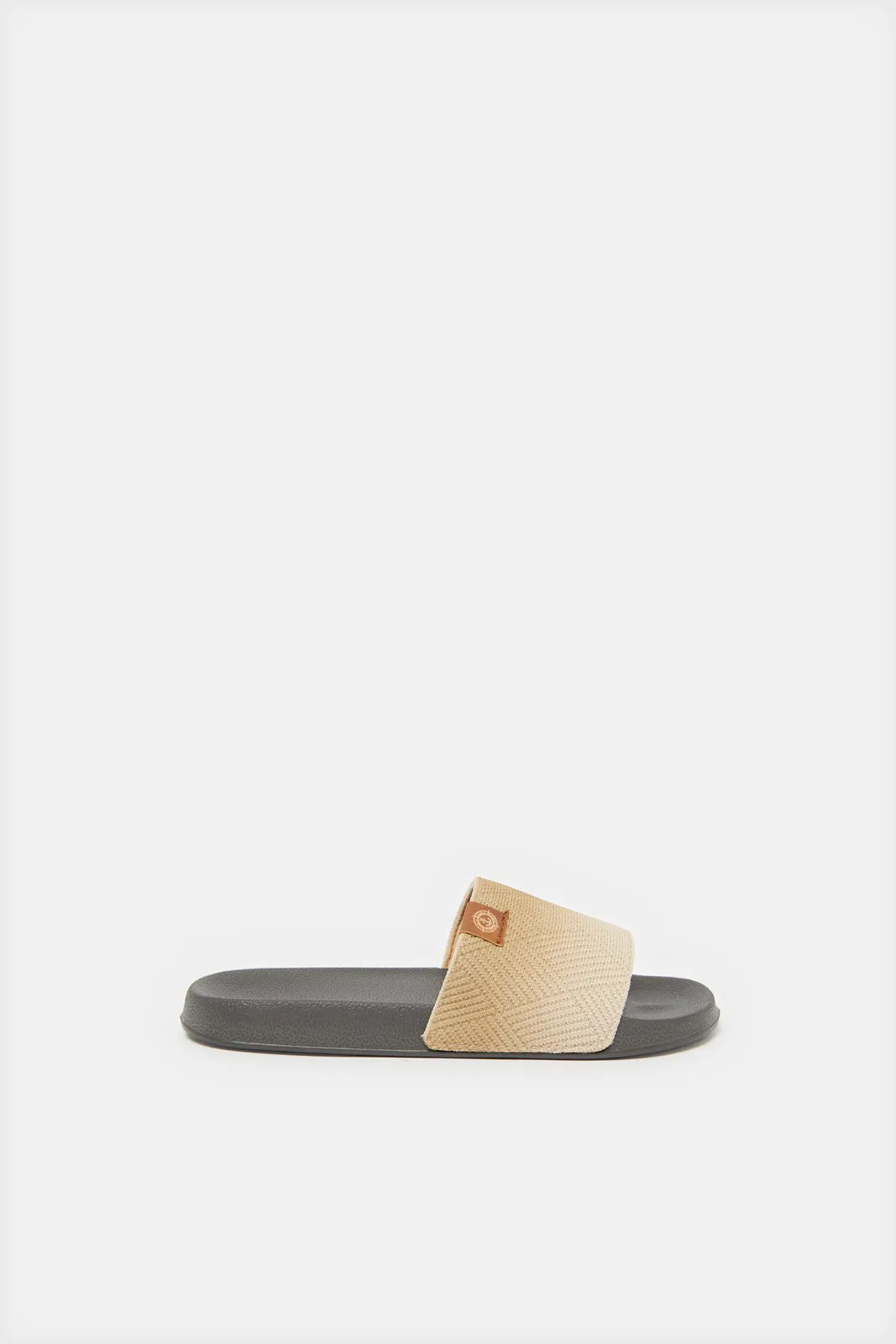 Senior Boys Beige Striped Slide