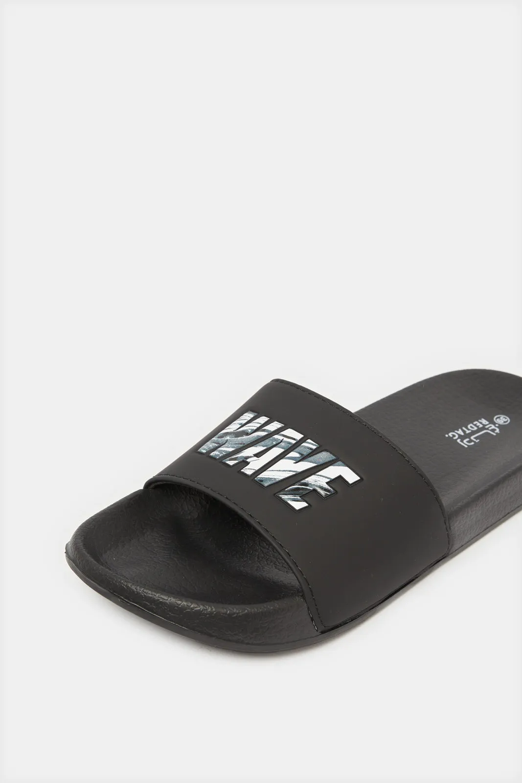 Senior Boys Black Printed Slide