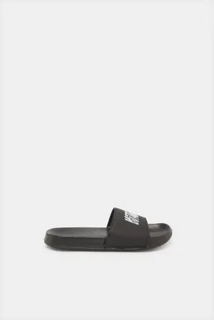 Senior Boys Black Printed Slide