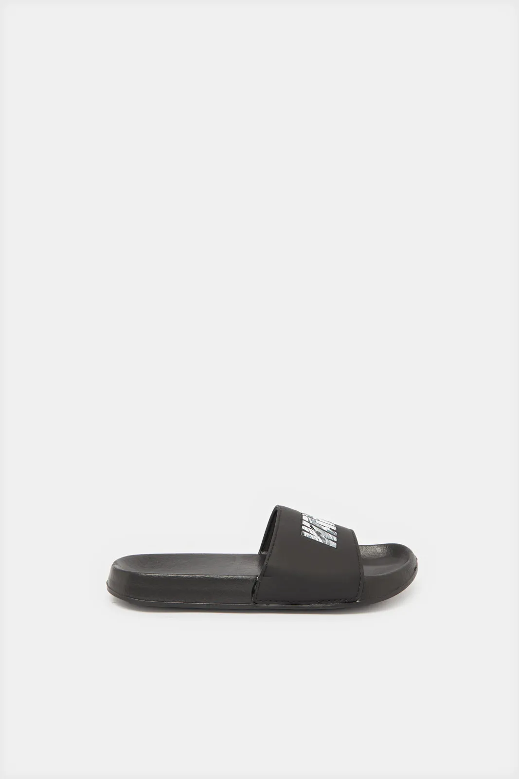 Senior Boys Black Printed Slide