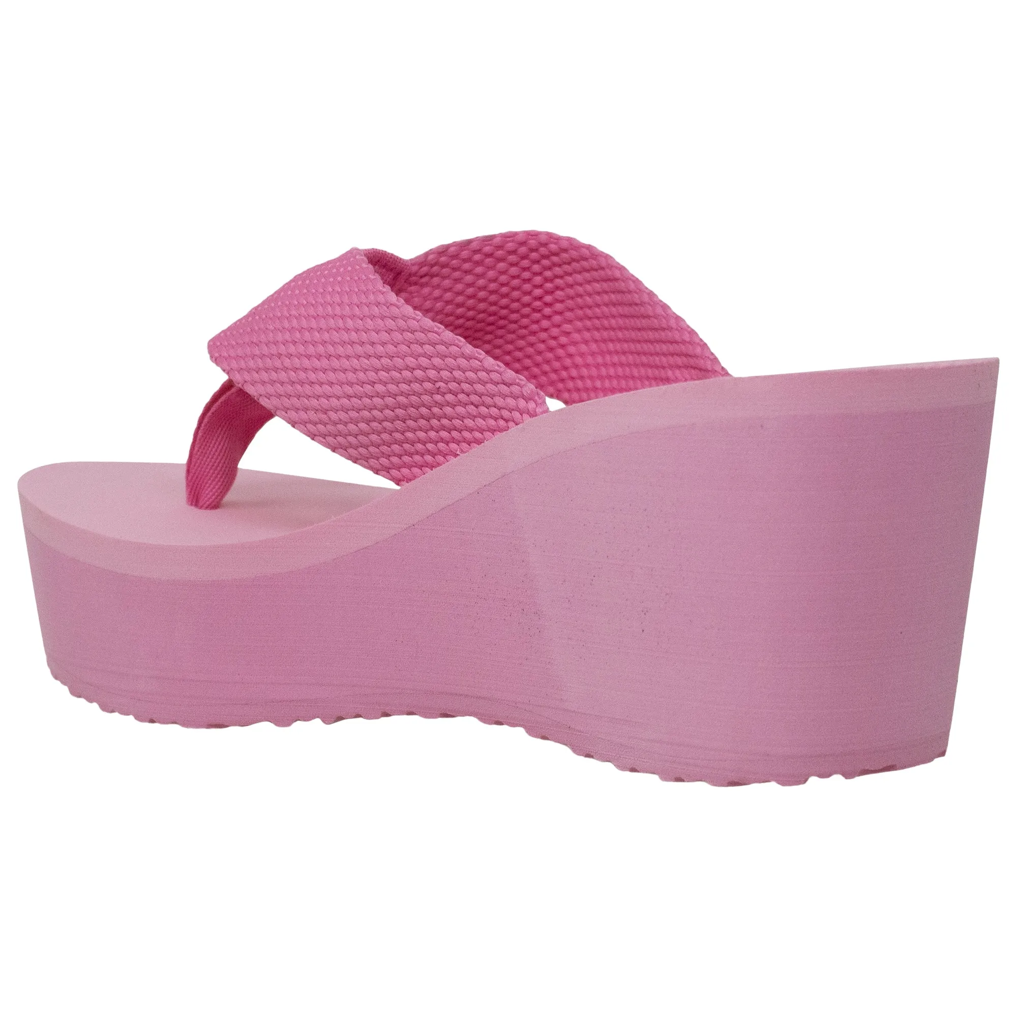SOBEYO Thong Platform Sandals Soft Light-Weight Sole Flip Flop Wedges Pink
