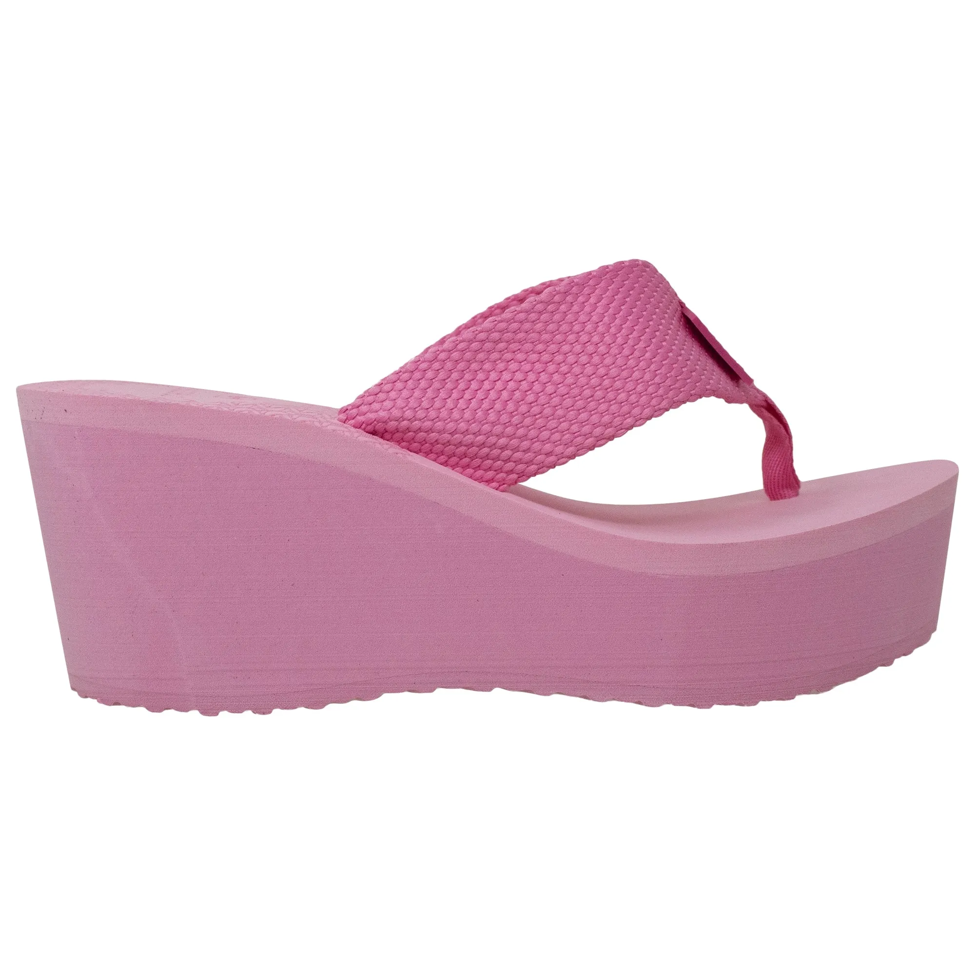 SOBEYO Thong Platform Sandals Soft Light-Weight Sole Flip Flop Wedges Pink