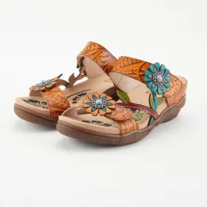 Spring Step Shoes  L'Artiste Aymée Slide Sandals Women's Hand Painted Leather