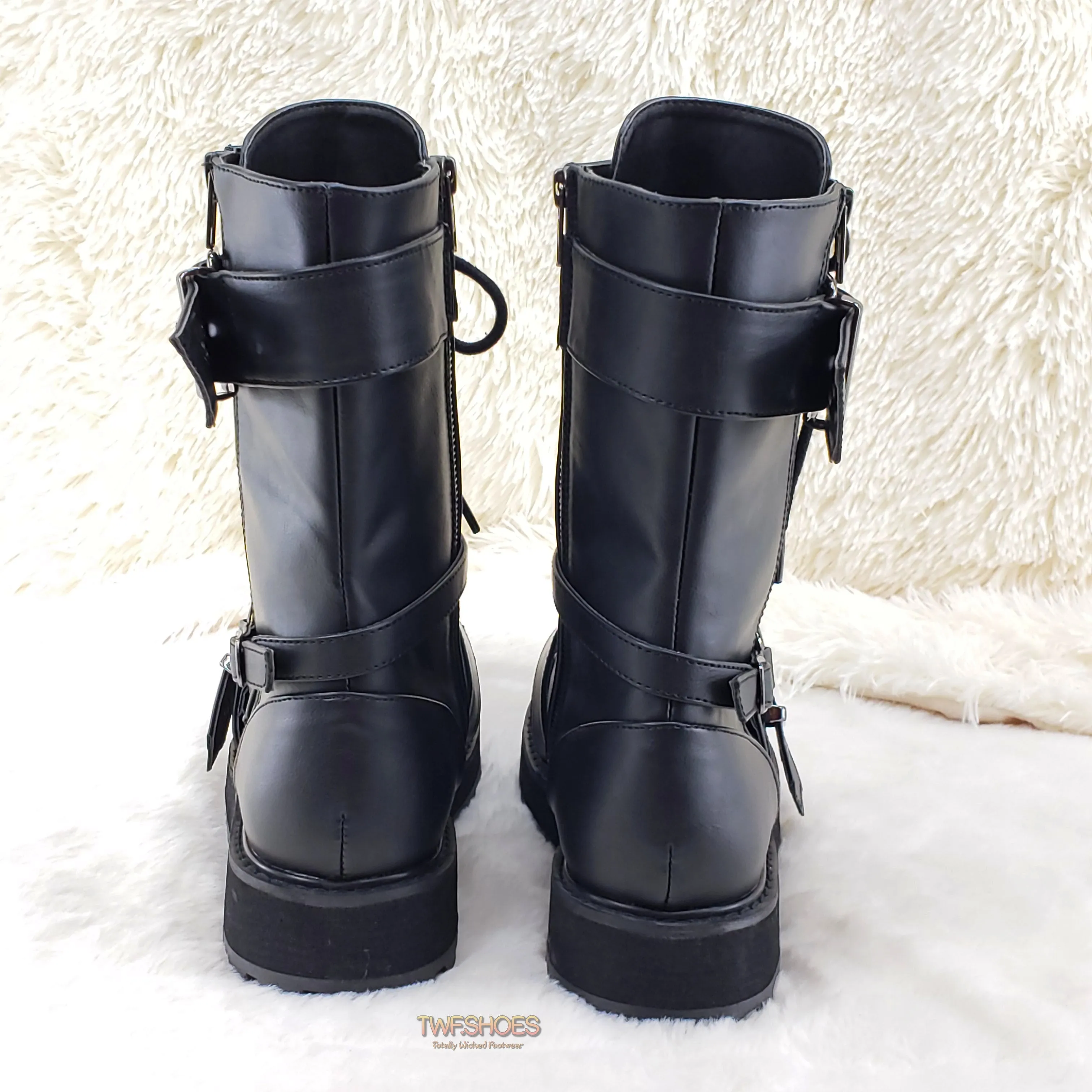Valor 220 Goth Combat Biker Ankle Boots Black Matte Men US Sizes NY