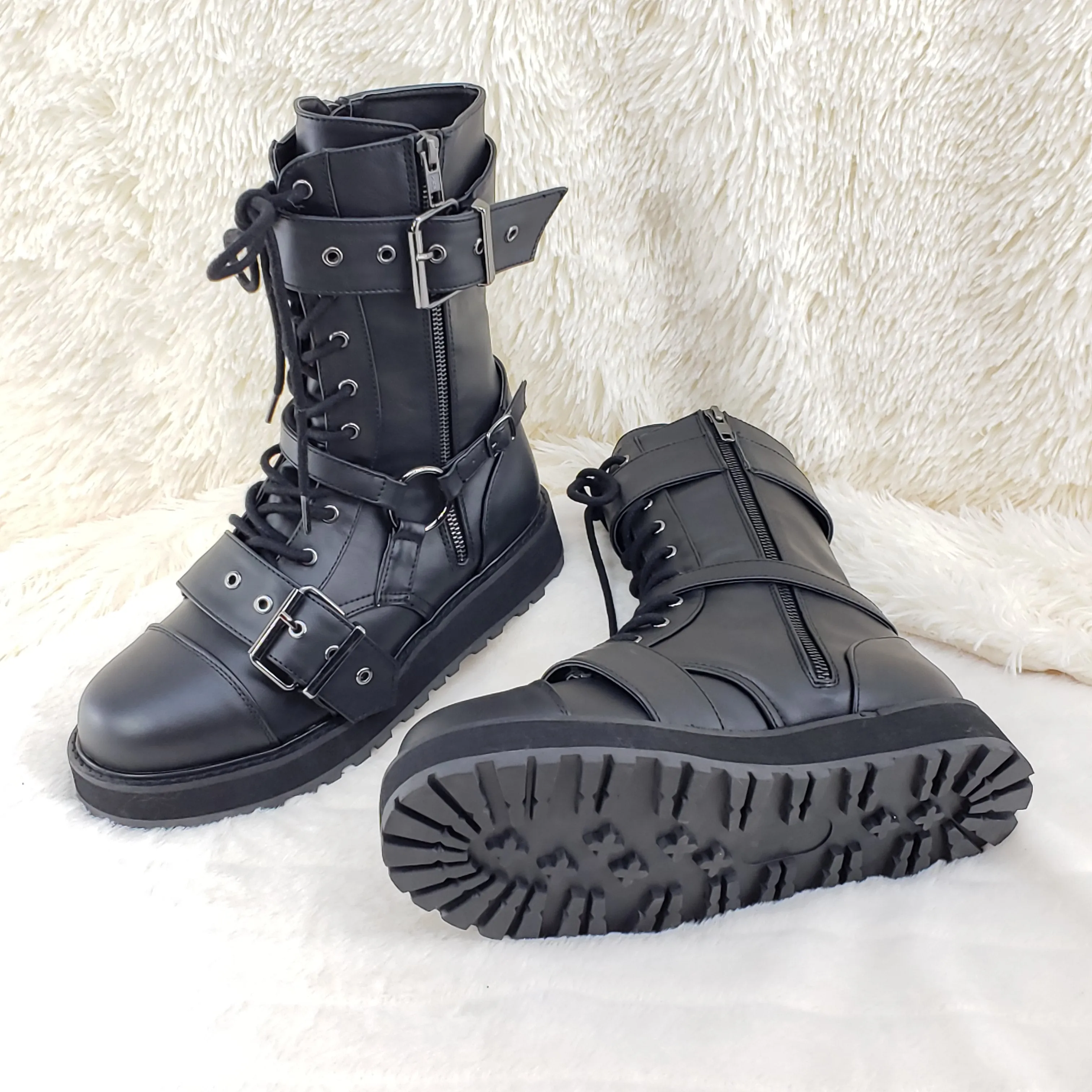 Valor 220 Goth Combat Biker Ankle Boots Black Matte Men US Sizes NY