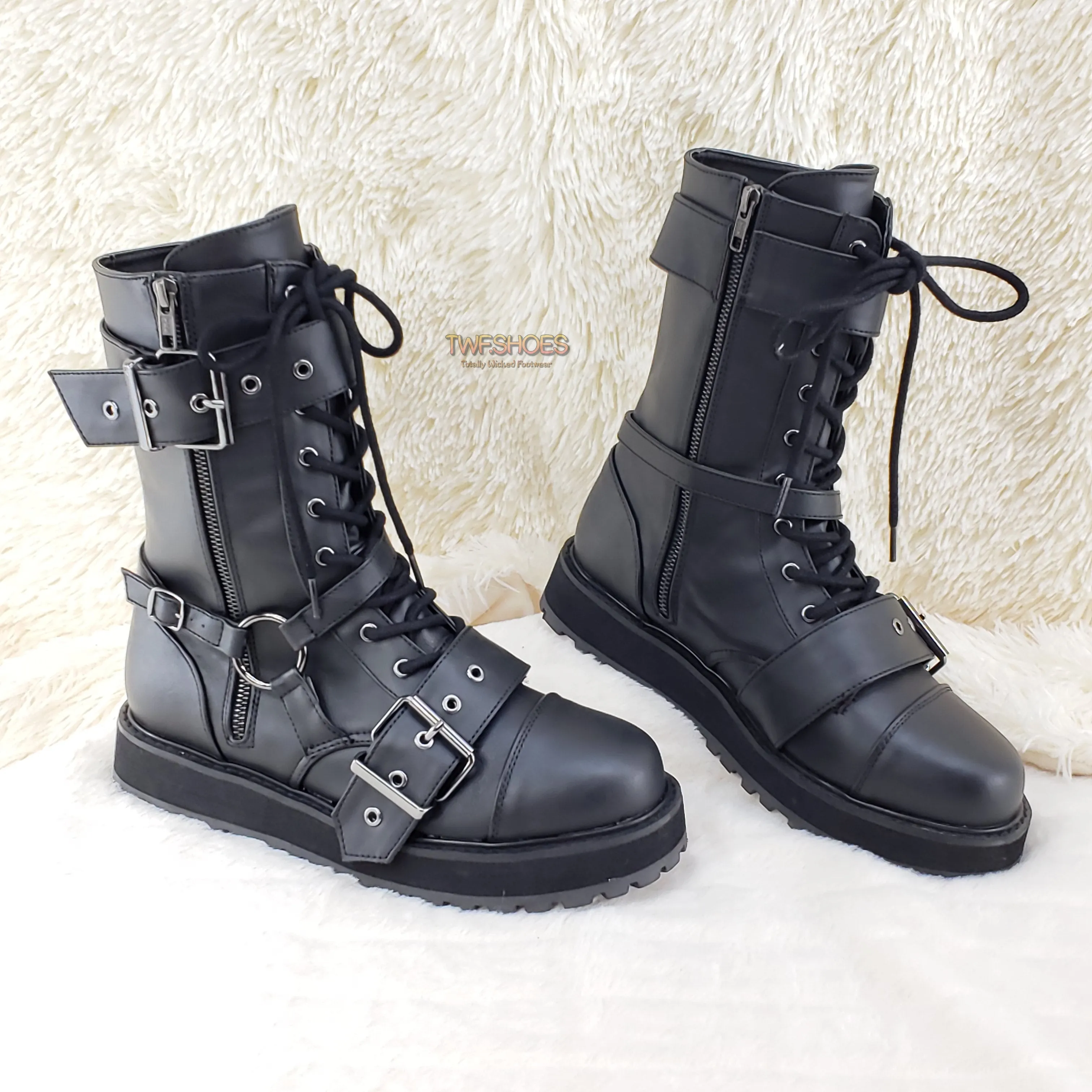 Valor 220 Goth Combat Biker Ankle Boots Black Matte Men US Sizes NY
