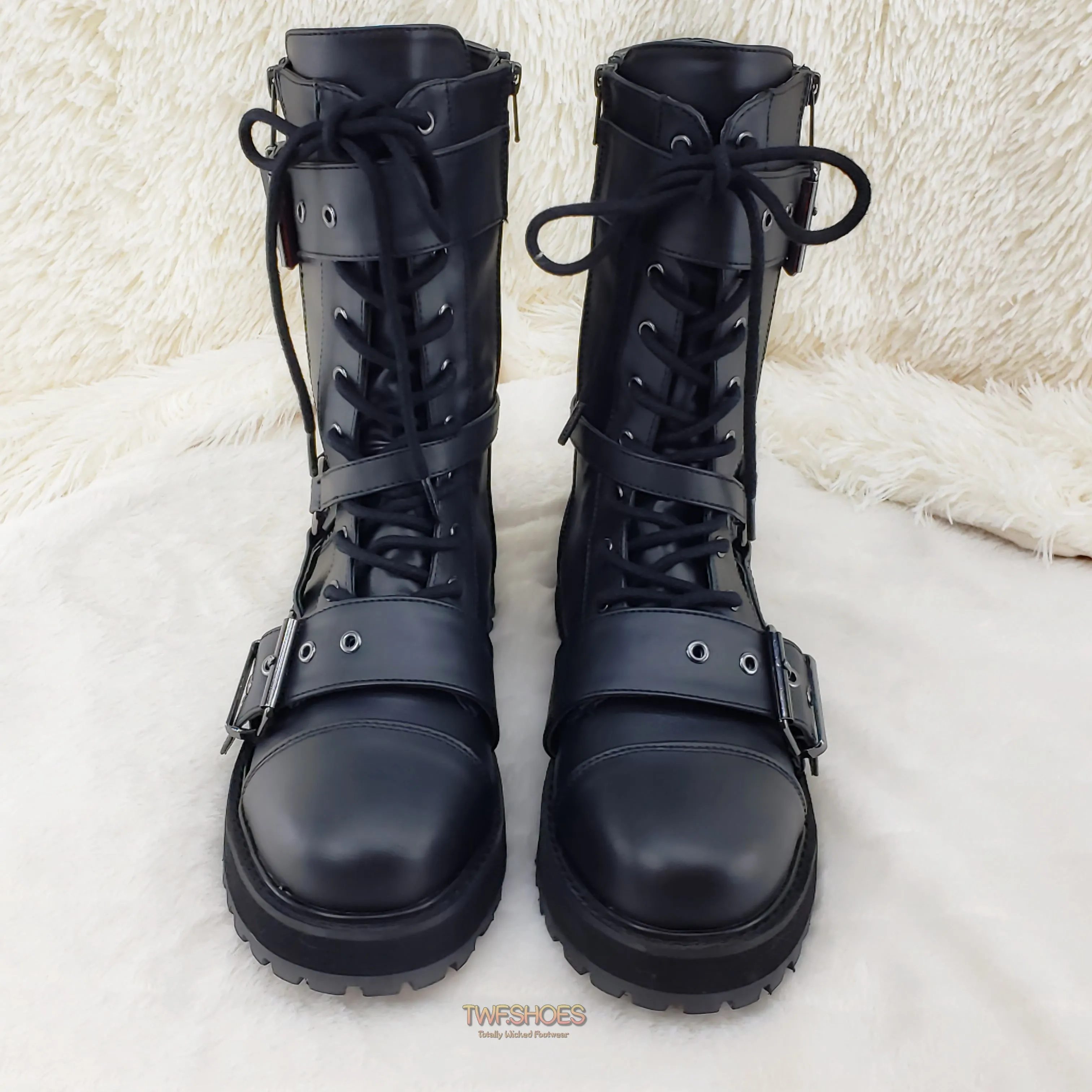 Valor 220 Goth Combat Biker Ankle Boots Black Matte Men US Sizes NY