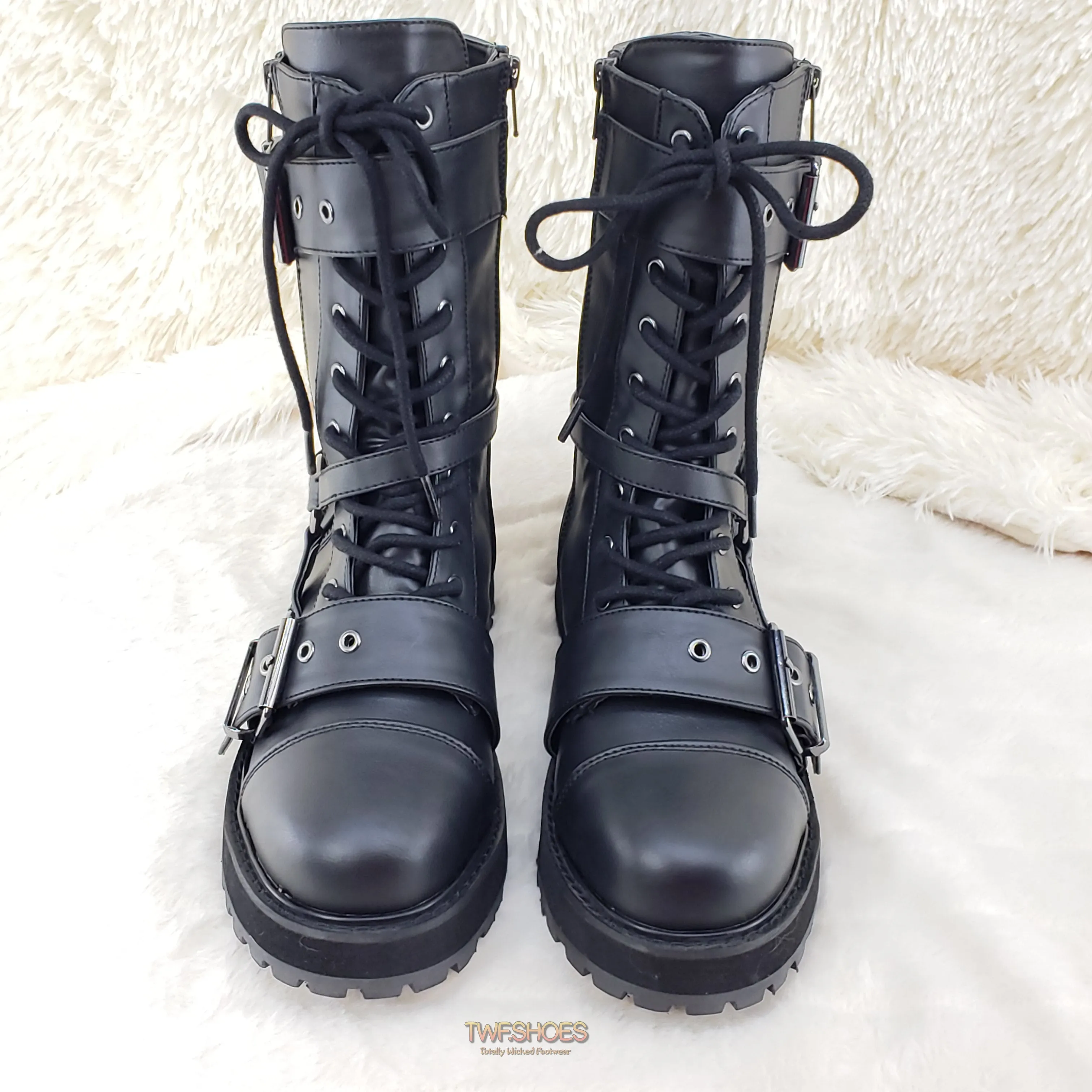 Valor 220 Goth Combat Biker Ankle Boots Black Matte Men US Sizes NY