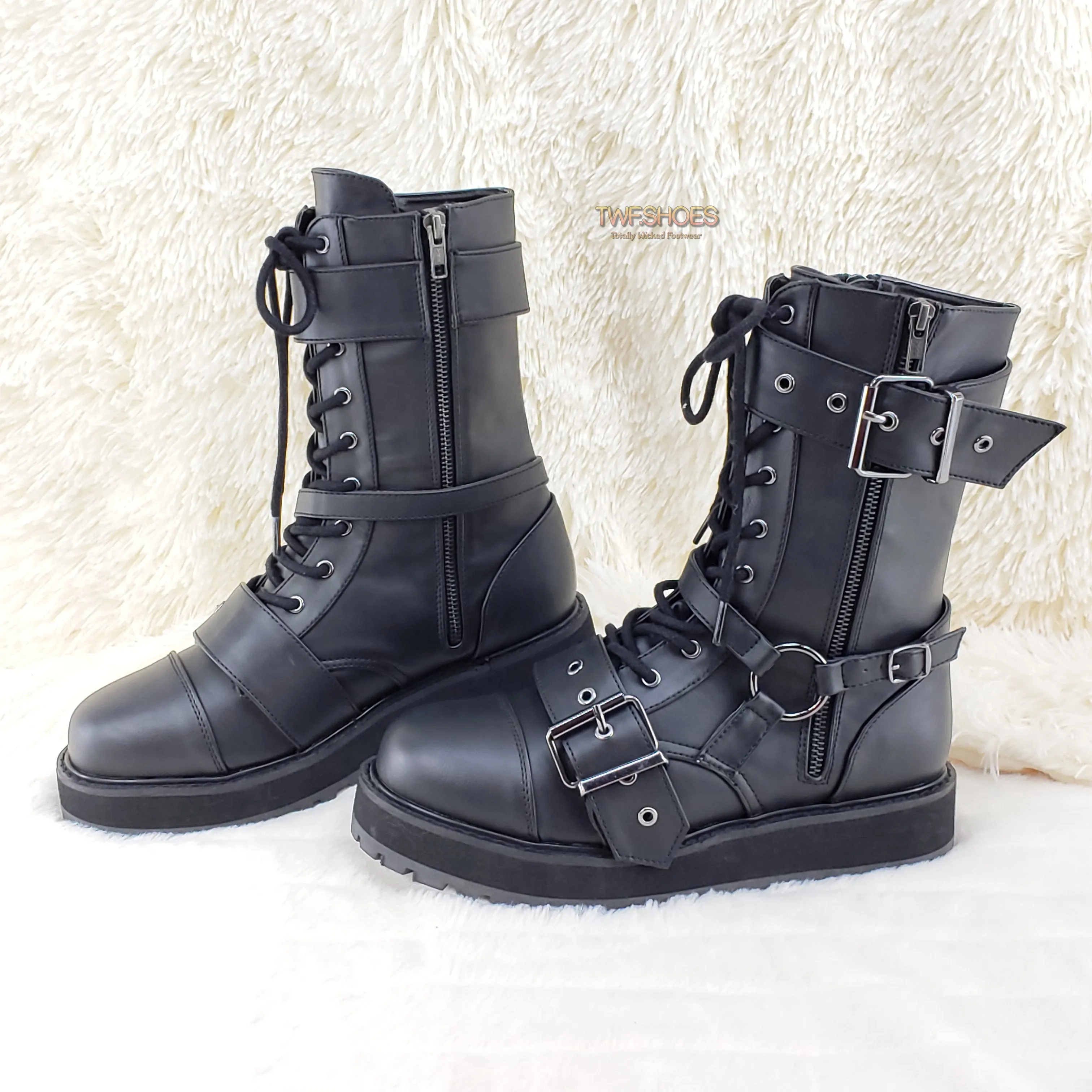 Valor 220 Goth Combat Biker Ankle Boots Black Matte Men US Sizes NY